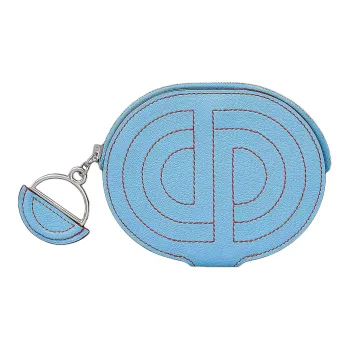 HERMES In The Loop Mysore Goat Skin Wallet Coin Purse Card Holder Mini Women's Red & Blue