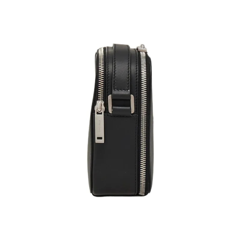 FERRAGAMO Matte Calfskin Camera Bag Shoulder Bag Crossbody Bag Men's Black-1