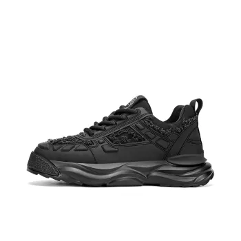 BOIGEMES Anti Slip And Wear Resistant Height Increasing Low Top Chunky Sneakers Men's Black
