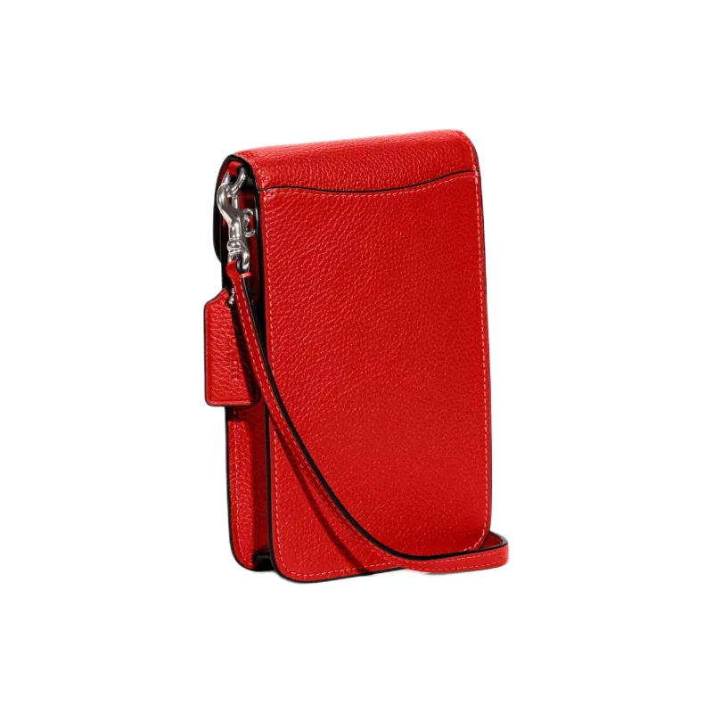 COACH Leather Cell Phone Pouch, Shoulder Bag, Crossbody Bag Mini Women's Red-1
