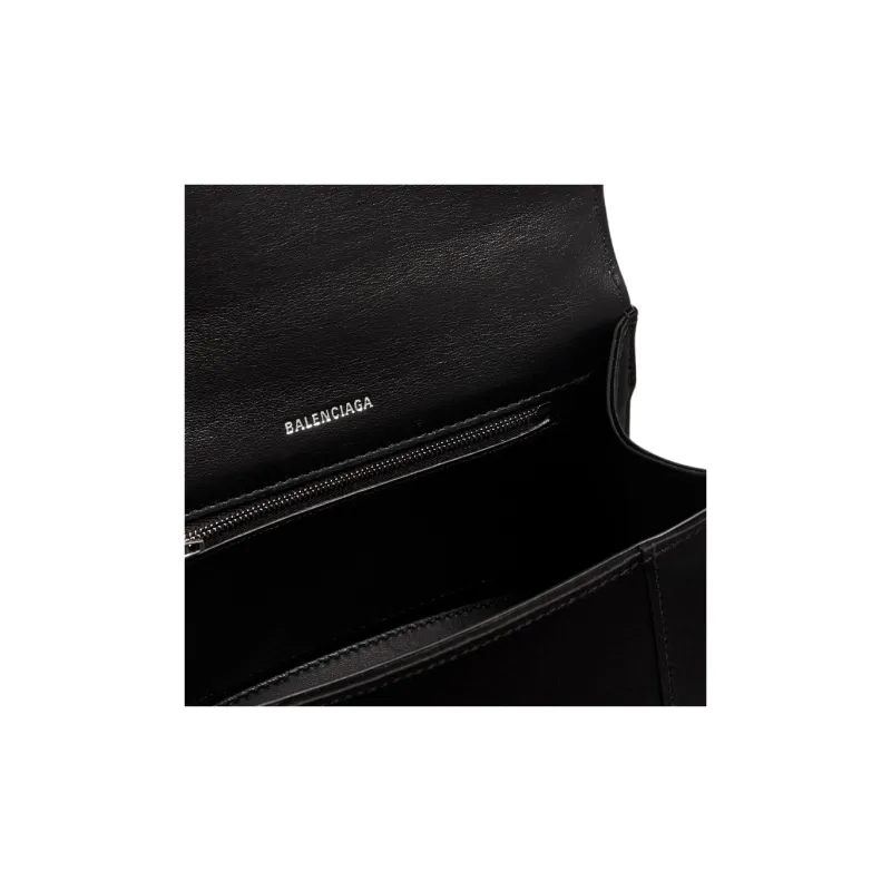Balenciaga Satin Hourglass Bag Shoulder Bag Crossbody Bag Handbag Women's Black-2