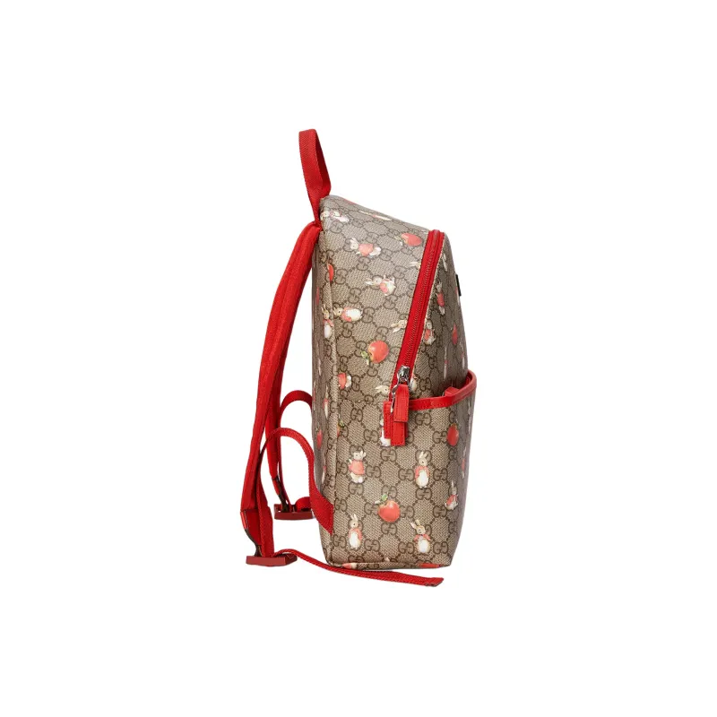 GUCCI Peter Rabbit™ Collaboration Canvas With Leather Backpack Kids' Ebony & Green & Red-2