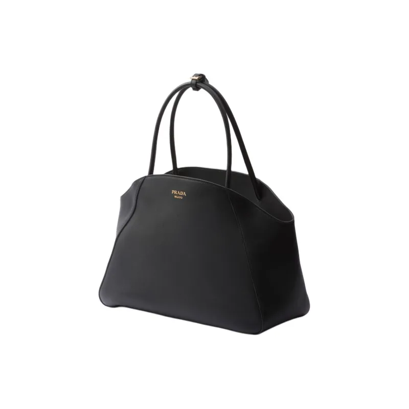 PRADA Leather Tote Bag, Shopping Bag, Handbag Large Size Women's Black-1