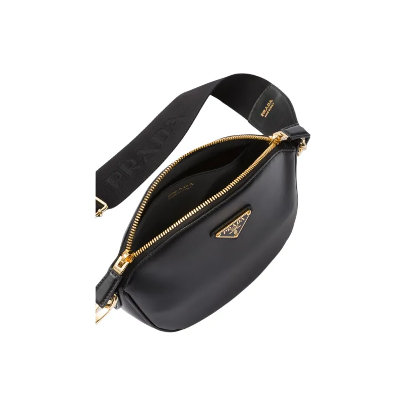 PRADA Leather Crossbody Bag, Shoulder Bag Women's Black-3