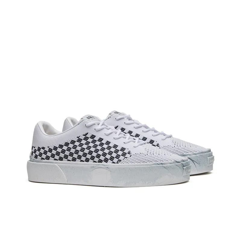 EQLZ EQUALIZER Fault GhostKnit Low Top Skateboard Shoes Unisex Spotted White Checkerboard-2