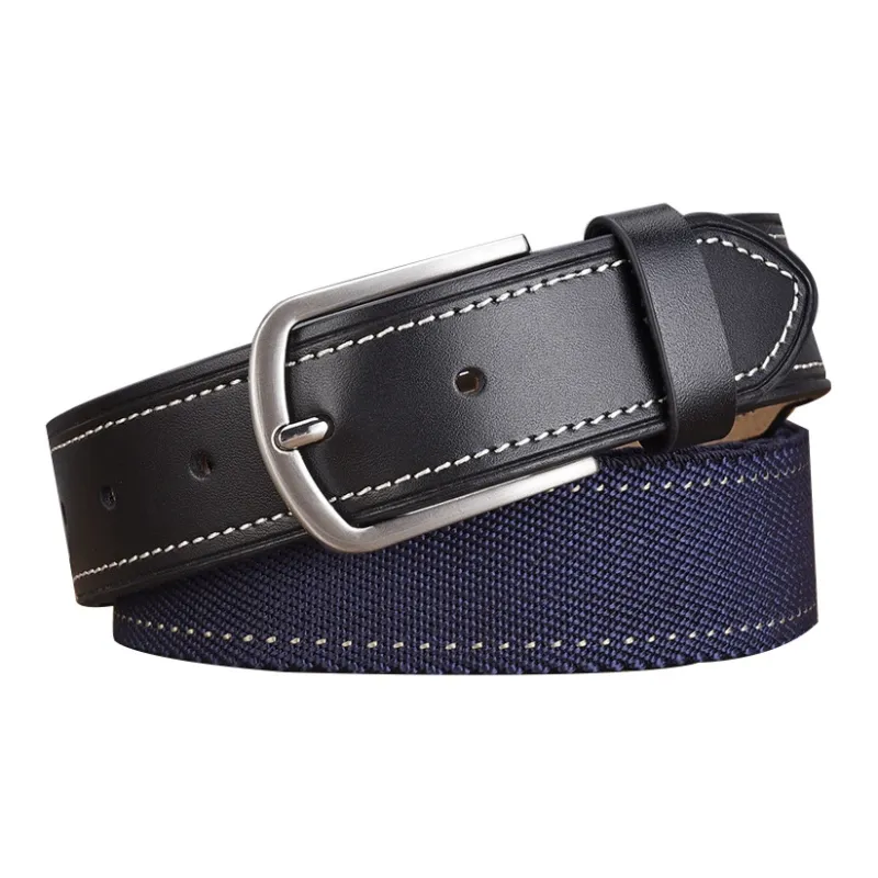 PISHUSHU Trendy Patchwork Pin Buckle Leather Belts Men's Width  3.5cm-1
