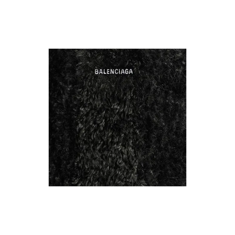 Balenciaga Curled Faux Fur One Shoulder Handbag Extra Small Women's Black-5