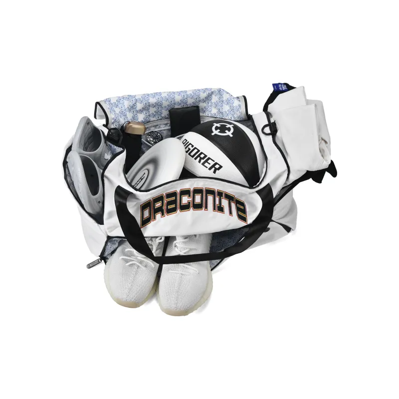 DRACONITE Polyester Handbag Gym Bag Large Size Unisex White-4