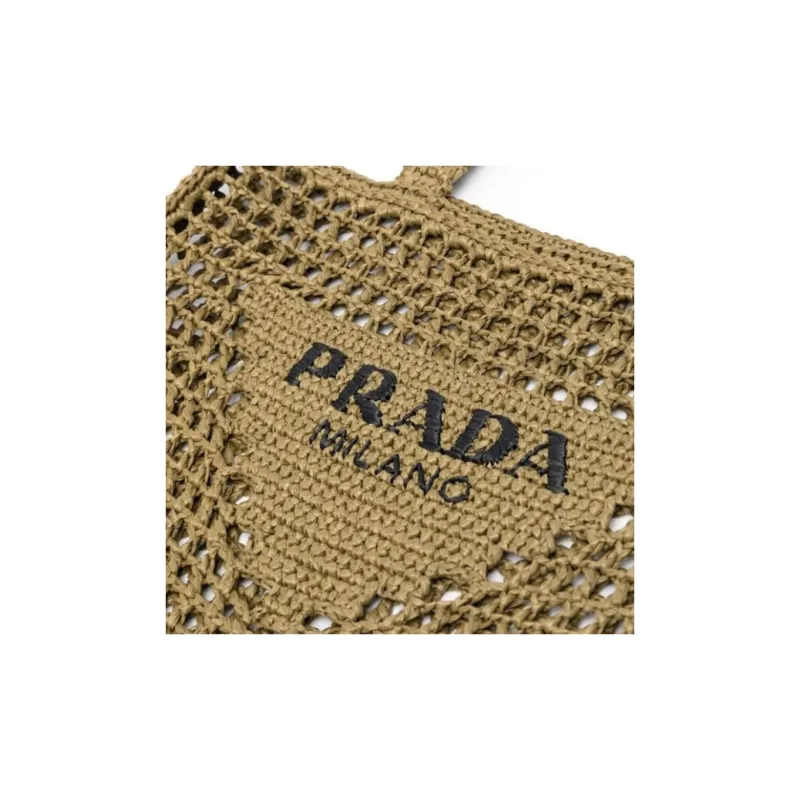 PRADA Raffia One Shoulder Handbags Women's Grass Green-3