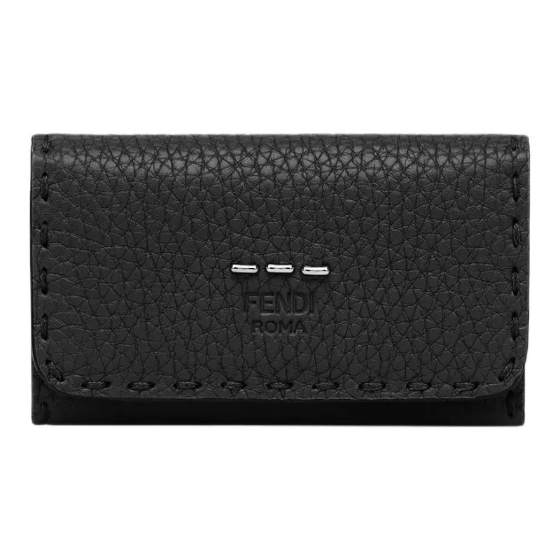 FENDI Leather Key Pouch Men's Black-0
