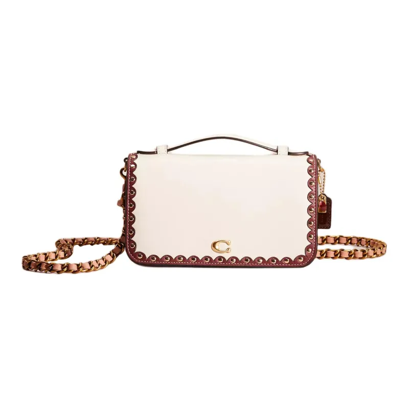 COACH Bea Premium Calfskin Shoulder Bag Crossbody Bag Small Size Women's Brass & Chalk-0
