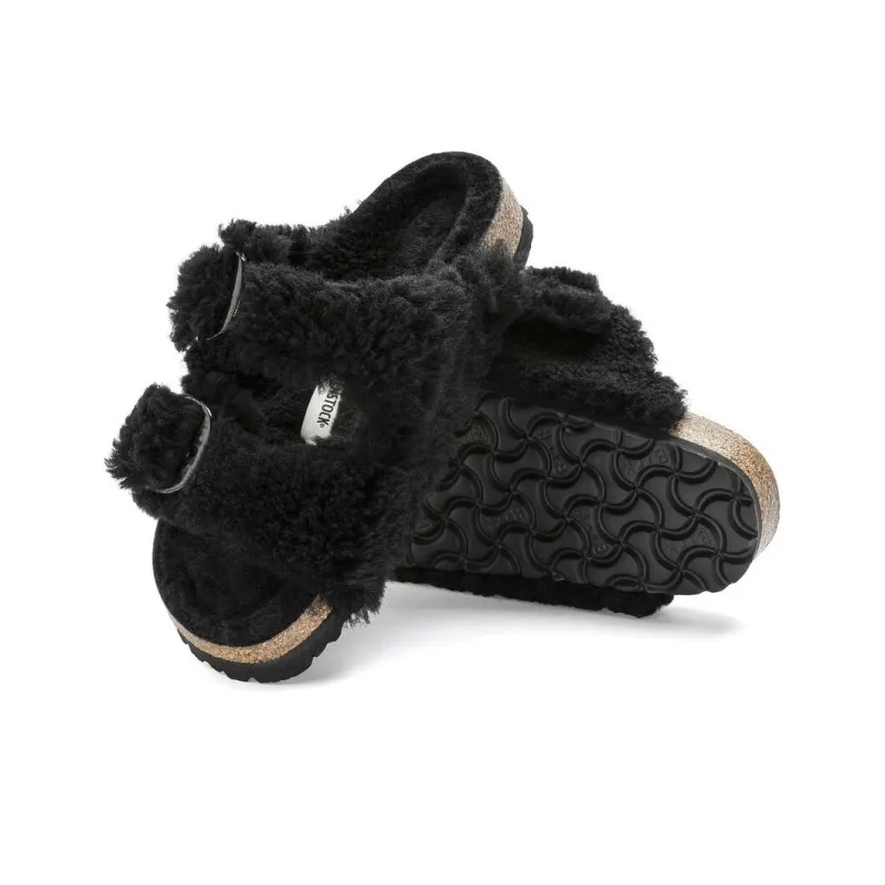 Birkenstock Arizona Big Buckle Teddy Black Women's-4