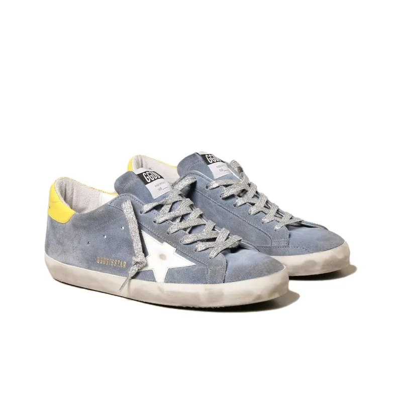 Golden Goose Super Star Low Top Skateboard Shoes Men's Blue White Yellow-4