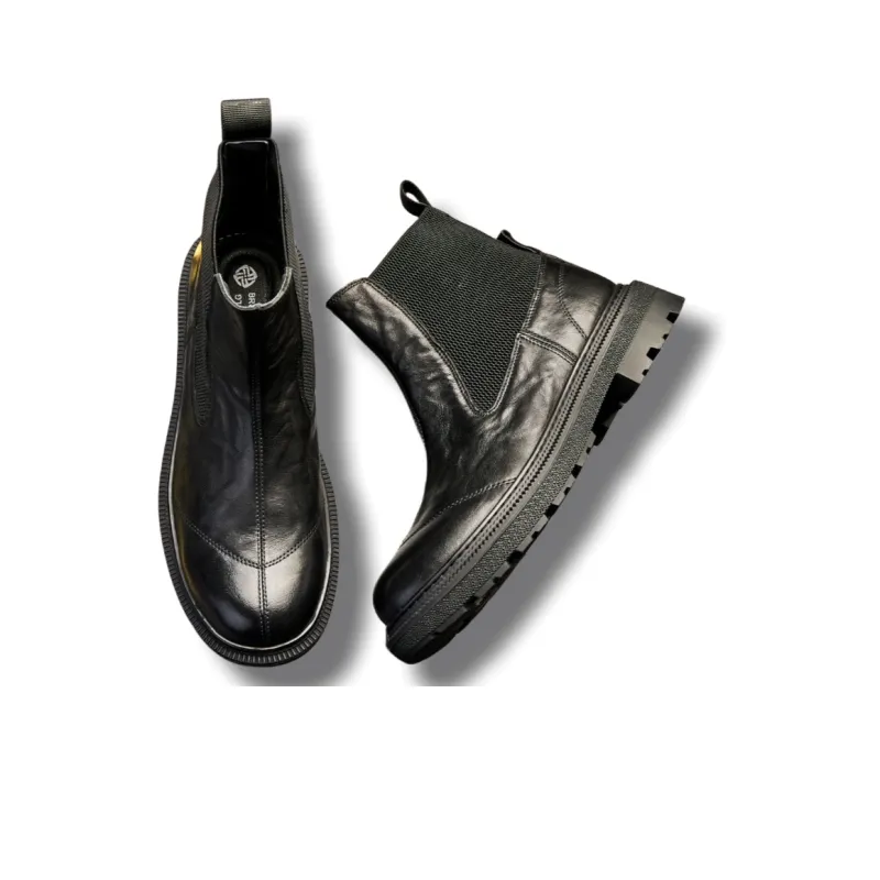 Brounvanm Short Chelsea Boots 3cm Men's Black-2