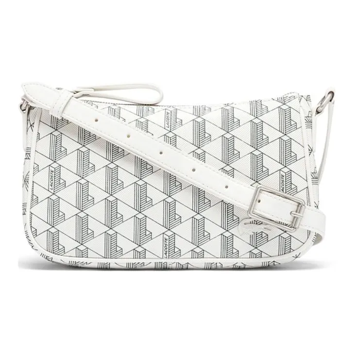 LACOSTE Polyurethane Croissant Crossbody Bag Shoulder Bag Medium Size Women's White-0