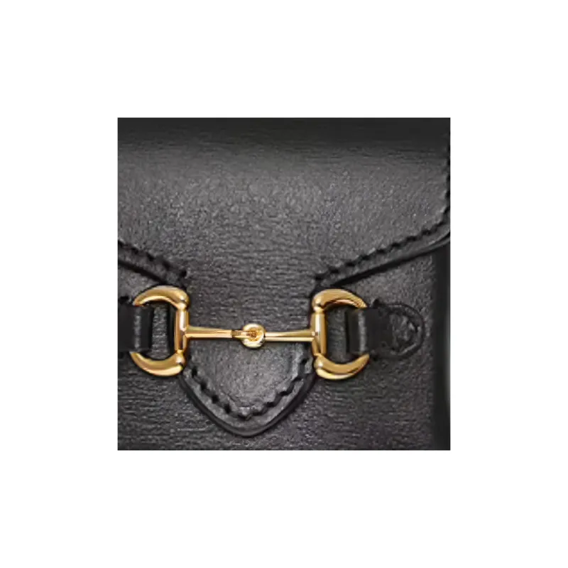 GUCCI Horsebit 1955 Leather Earphone Case Necklace Pouch Unisex Black-4
