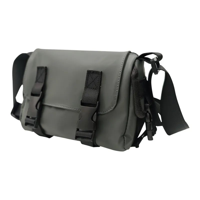 Slazenger Water Resistant Nylon Fanny Pack Sling Bag Shoulder Bag Crossbody Bag Unisex Gray/Black/Green-12