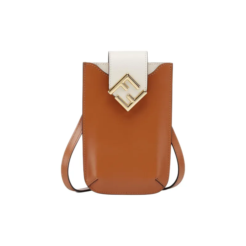 FENDI Leather Cell Phone Pouch Women's Brown-0