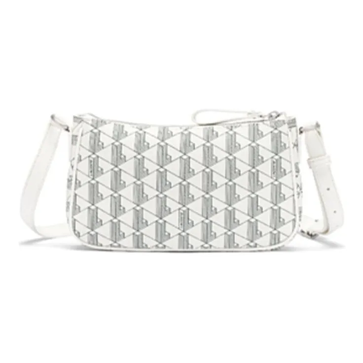 LACOSTE Polyurethane Croissant Crossbody Bag Shoulder Bag Medium Size Women's White-1
