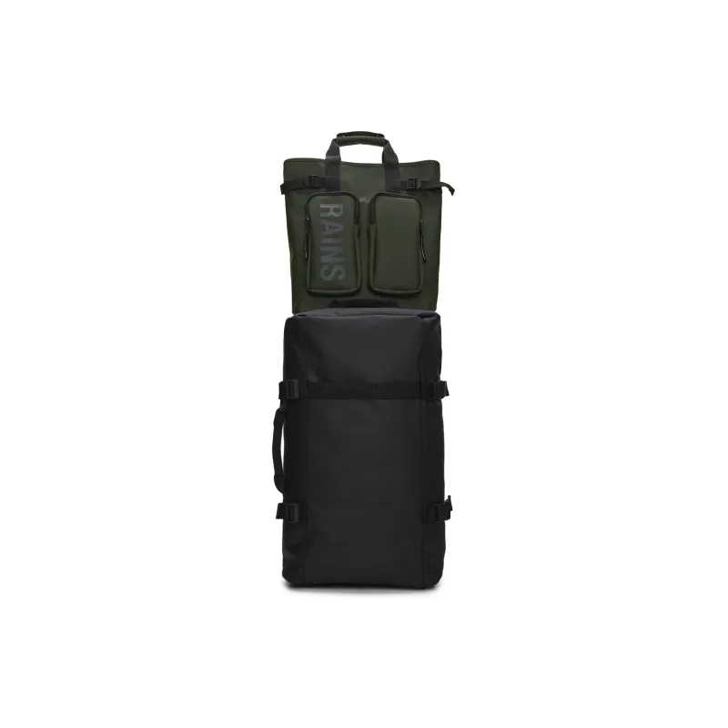 Rains Polyurethane Handbag Backpack Large Size Unisex Black/Green-7