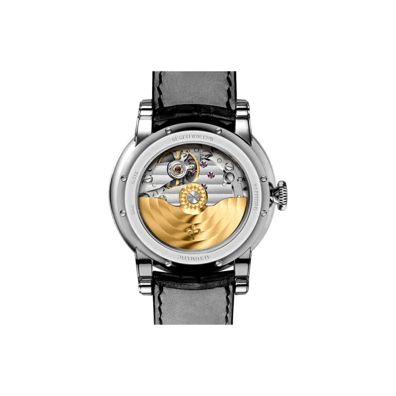 PONIGER Trident Watch Fashion Business Automatic Mechanical Movement Genuine Leather Strap Men's Watches White Dial-5