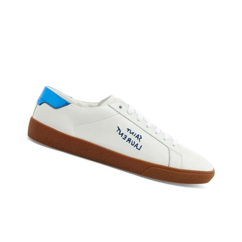SAINT LAURENT SL 06 Low Top Stylish Skateboarding Shoes Men's White Blue-1