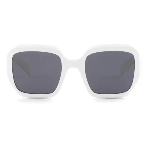 PRADA Acetate Irregular Shape Sunglasses Women's White