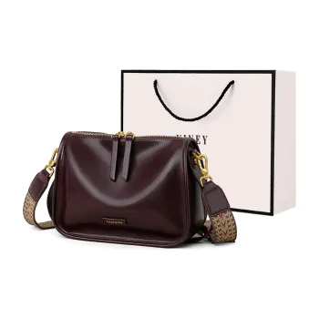 VINEY Cow Leather Crossbody Bucket Bag Shoulder Bag Regular Women's Wine Coffee