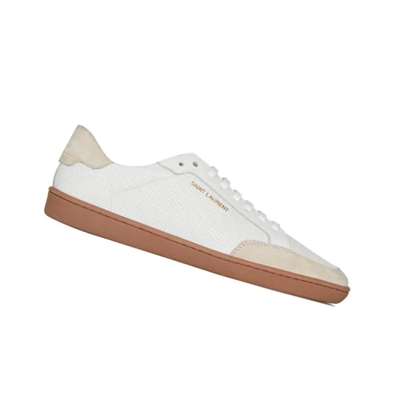 SAINT LAURENT SL10 Court Leather White Grey-1