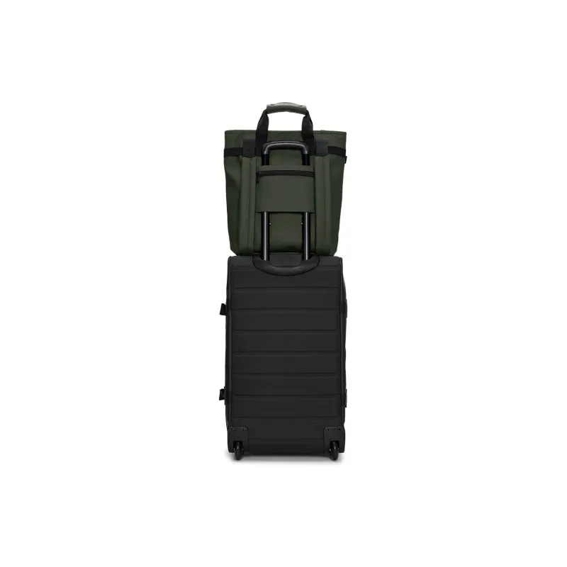 Rains Polyurethane Handbag Backpack Large Size Unisex Black/Green-8
