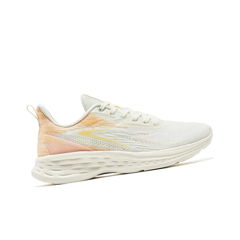 Erke Cushioned Slip-Resistant Support Low-Top Running Shoes Women's White Orange-1