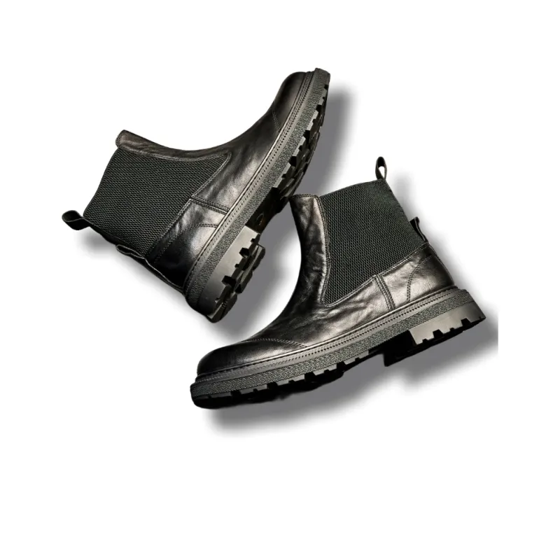 Brounvanm Short Chelsea Boots 3cm Men's Black-3
