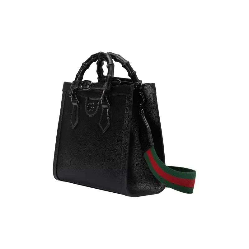 GUCCI Diana Leather Tote Bag Shopping Bag Shoulder Bag Crossbody Bag Handbag Small Size Women's Black-3