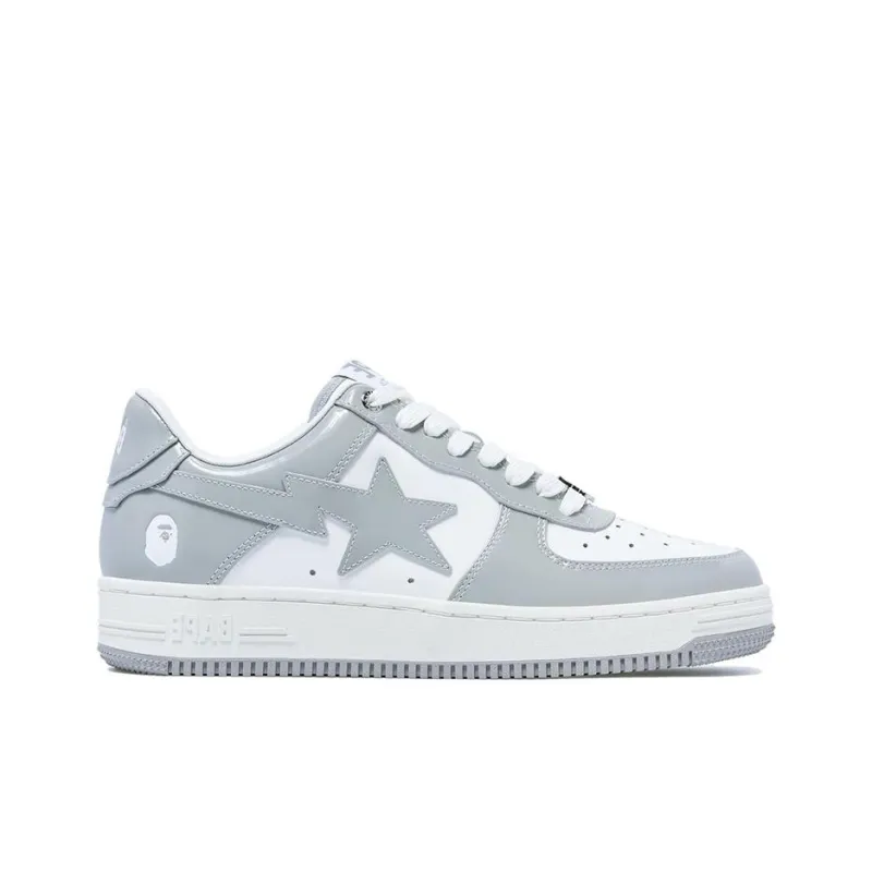 A BATHING APE Bape Sta Patent Leather White Grey 2023-1