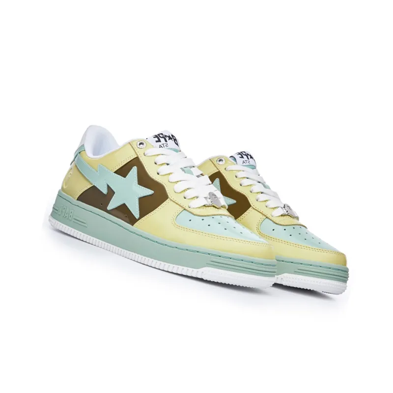 A BATHING APE Bape STA Stylish Skateboarding Shoes Men's Yellow Green Brown-3