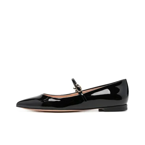 GIANVITO ROSSI Pointed-toe Buckle-strap Ballerina Shoes