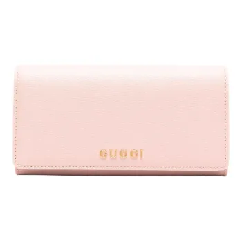 GUCCI Calfskin Wallet Women's Light Pink