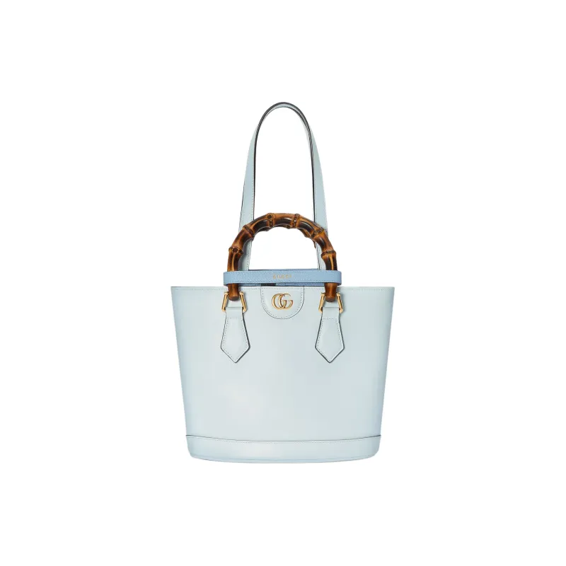 GUCCI Diana Leather Tote Bag Shopping Bag Shoulder Bag Handbag Small Size Women's Light Blue-0