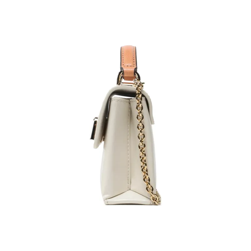 Furla 1927 Collection Patent Leather Shoulder Bag Crossbody Bag Handbag Mini Women's Marshmallow White-1