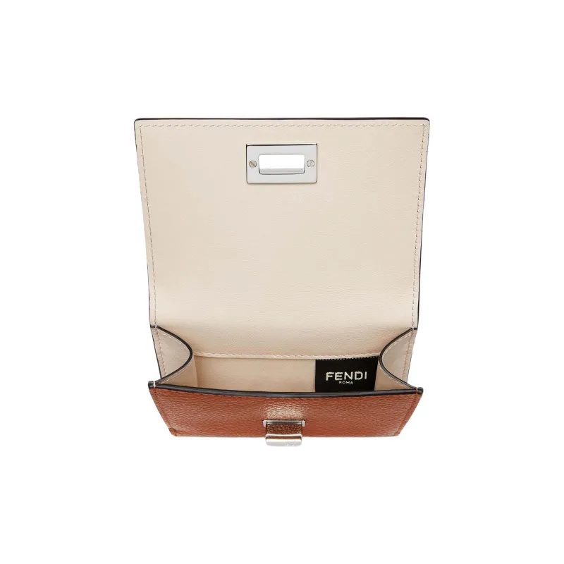 FENDI Peekaboo Leather Wallet Medium Size Women's Brown-2