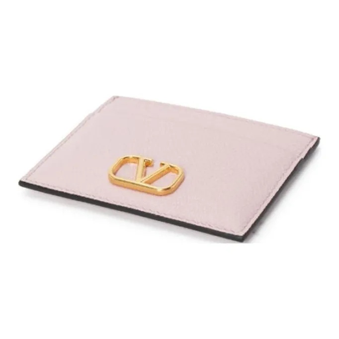 Valentino Grain Calfskin Card Holder Women's Light Pink-2