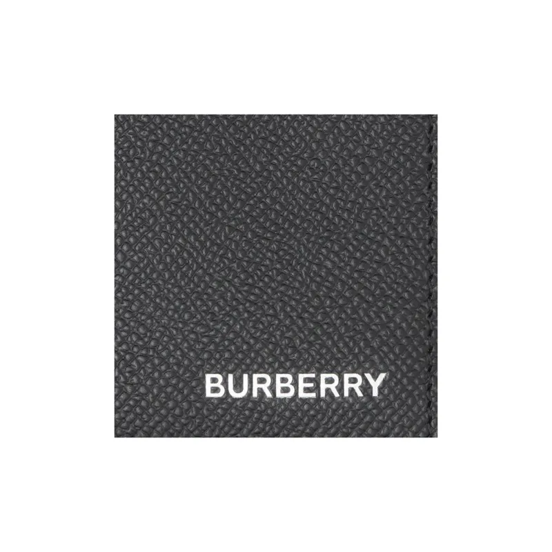 Burberry Calfskin Business Card Holder Card Clip Card Case Men's Black-3