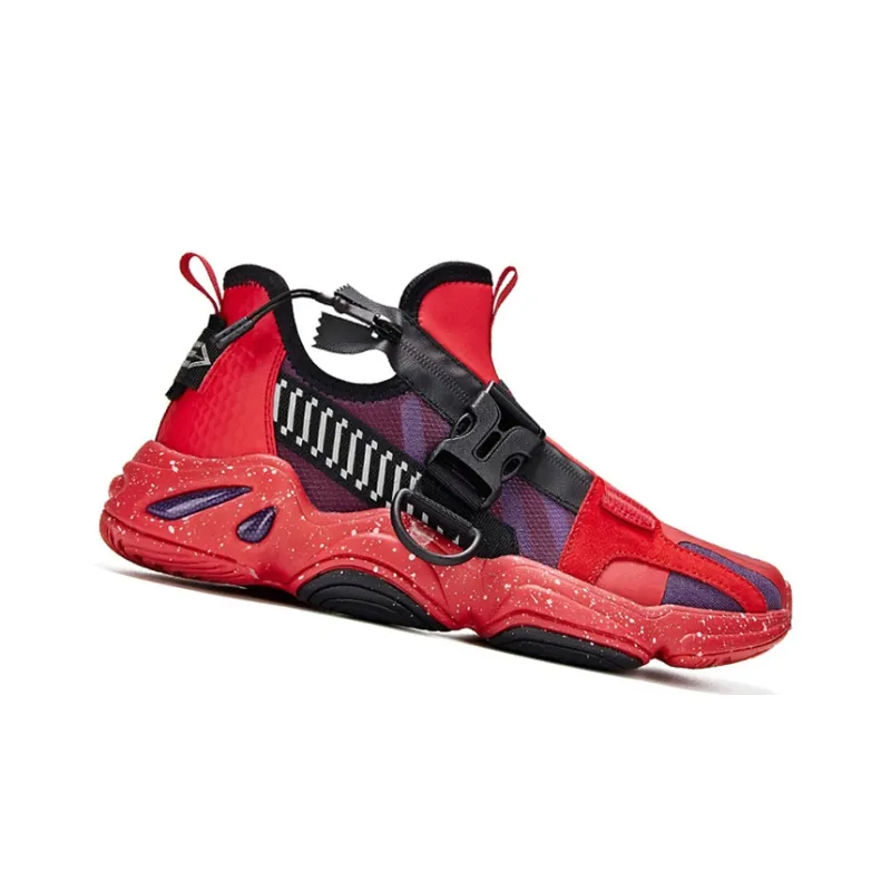 361° Non slip Lightweight Low Top Casual Shoes Men's Black Red-1