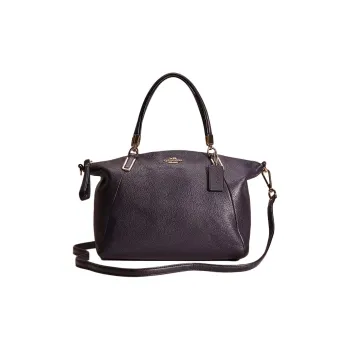 COACH Kelsey Litchi Grain Leather Handbag, Shoulder Bag, Crossbody Bag Large Size Unisex Gold & Midnight Blue