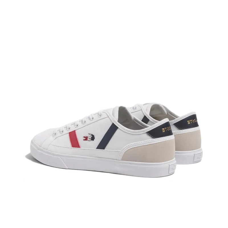 LACOSTE Slip-Resistant Low-Top Skateboard Shoes Men's White Red Blue-3