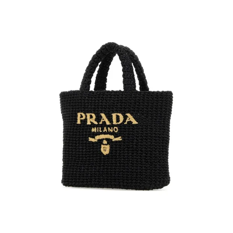 PRADA Raffia Handbag Women's Black-1