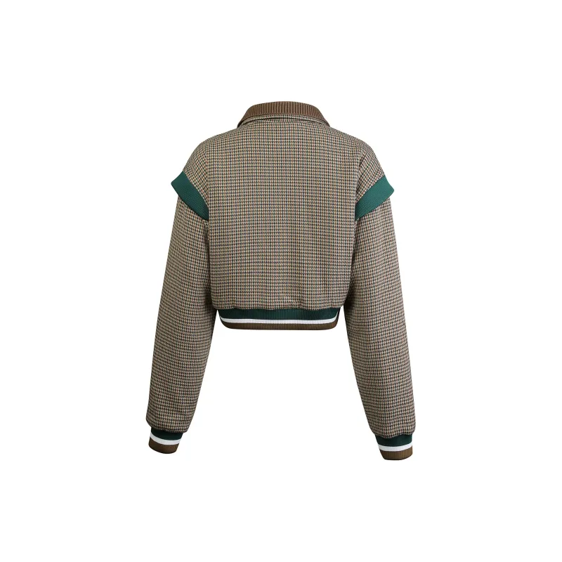 Guuka Hero Jackets Coats Women's Green Houndstooth-1