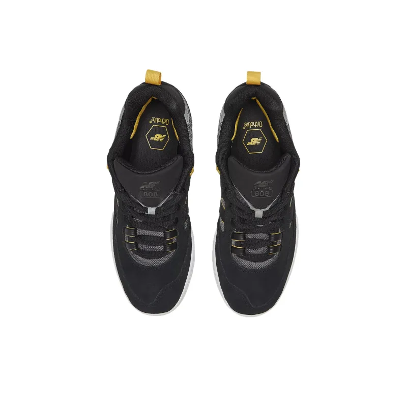 New Balance Numeric Tiago Lemos 808 Slip Resistant Low Top Skateboard Shoes Unisex Black Yellow-3
