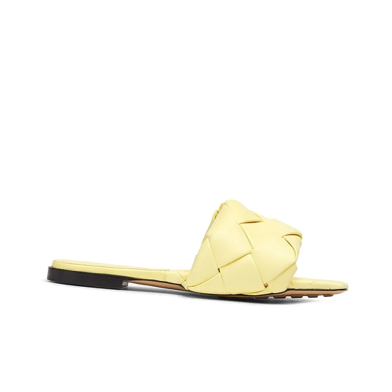 Bottega Veneta Lido Slide Slippers Women's Yellow-1
