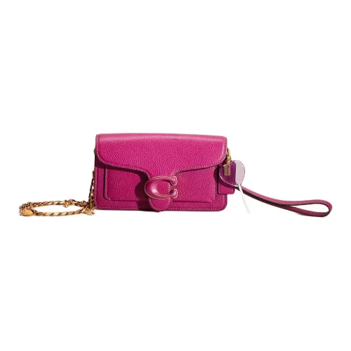 COACH Tabby Polished Pebbled Leather Handheld Shoulder Bag Crossbody Bag Small Size Women's Rose Red